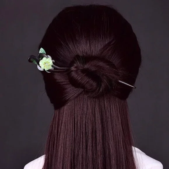 Vintage Flower Hair Stick Chinese Wood Stylish Elegant Hair Accessory Women Girl - Picture 9 of 9